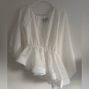 White mesh beach cover up